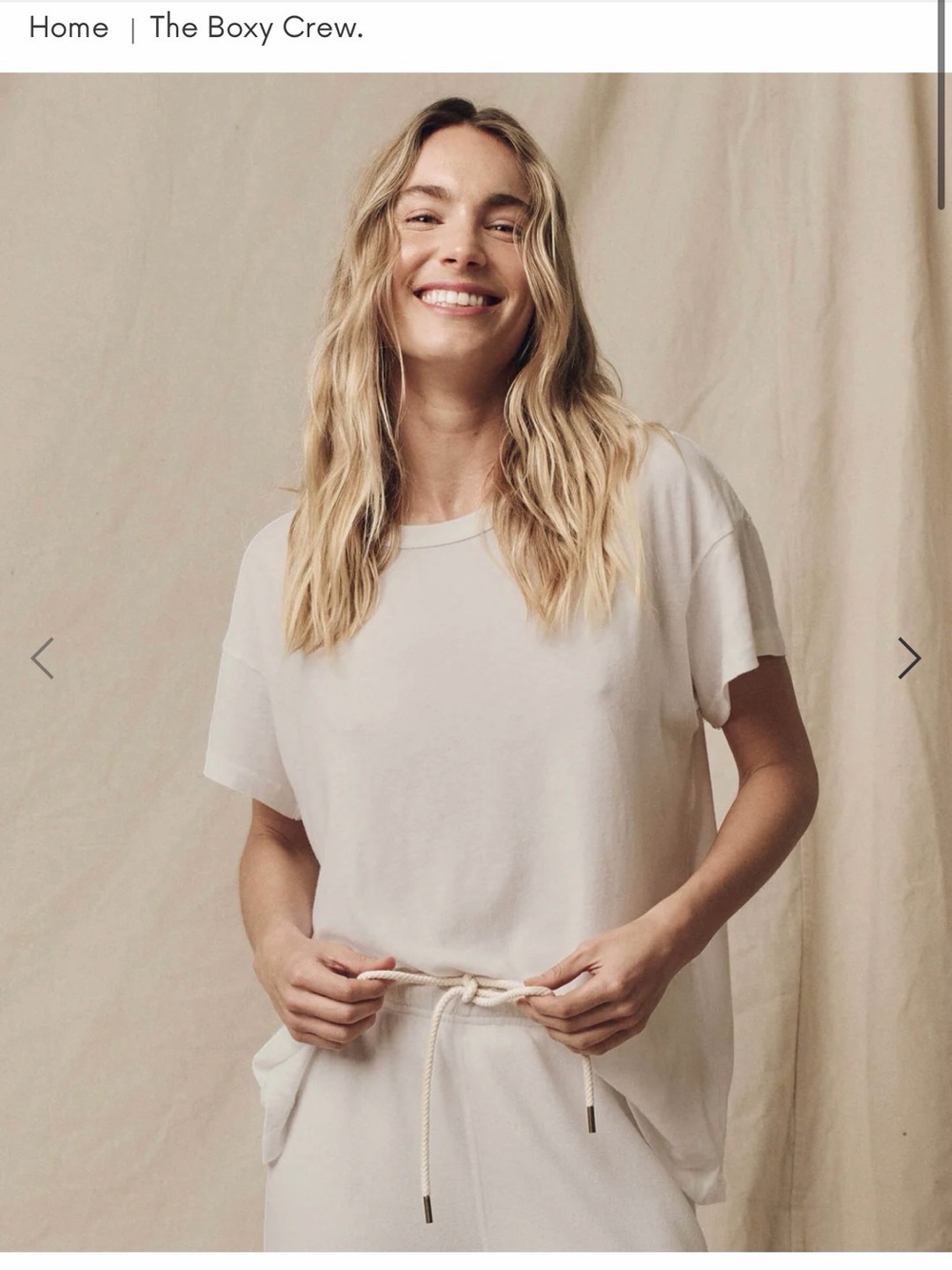 THE GREAT. Boxy Crew Short-Sleeve Top in Ivory